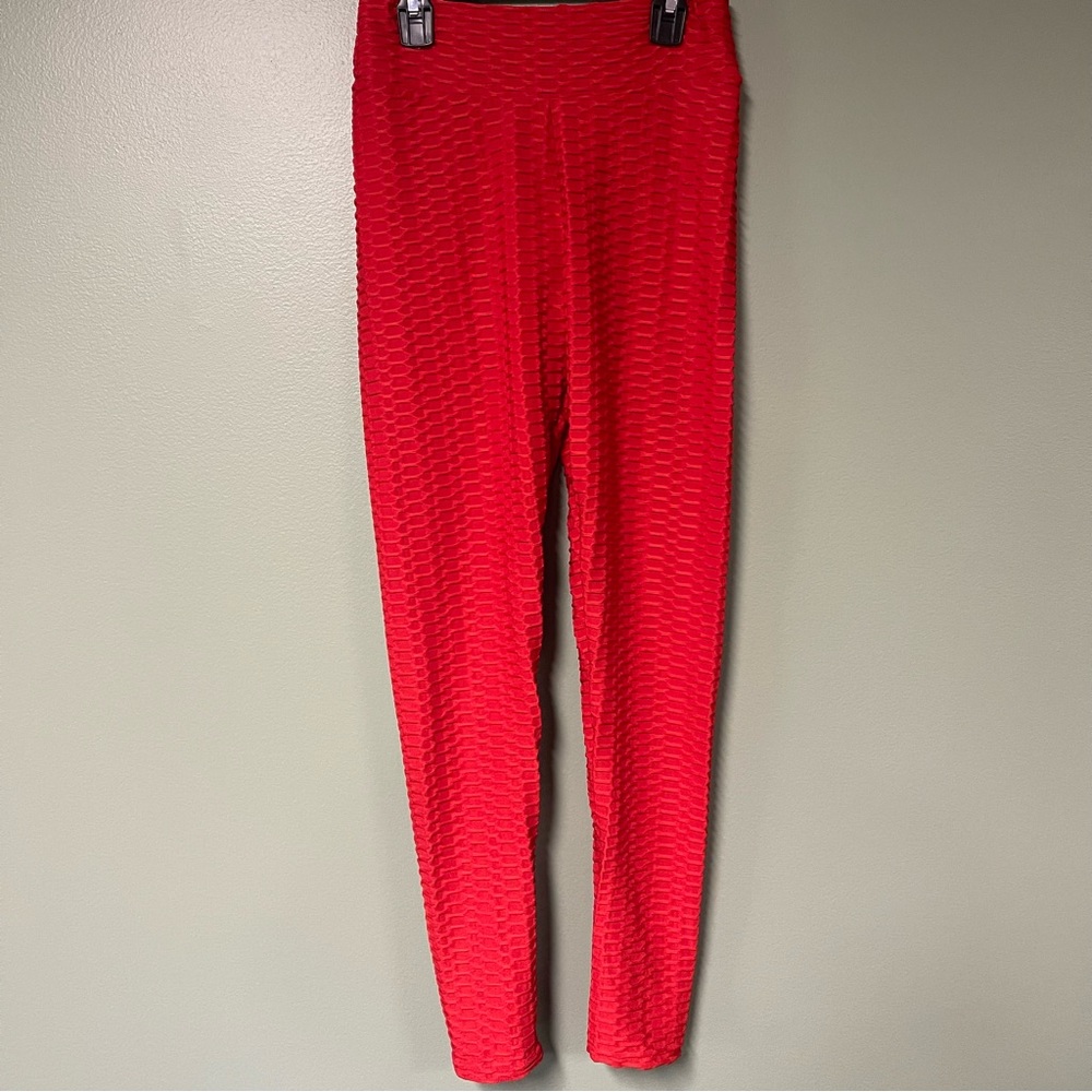 SEASUM Women's High Waist Yoga Pants- Red